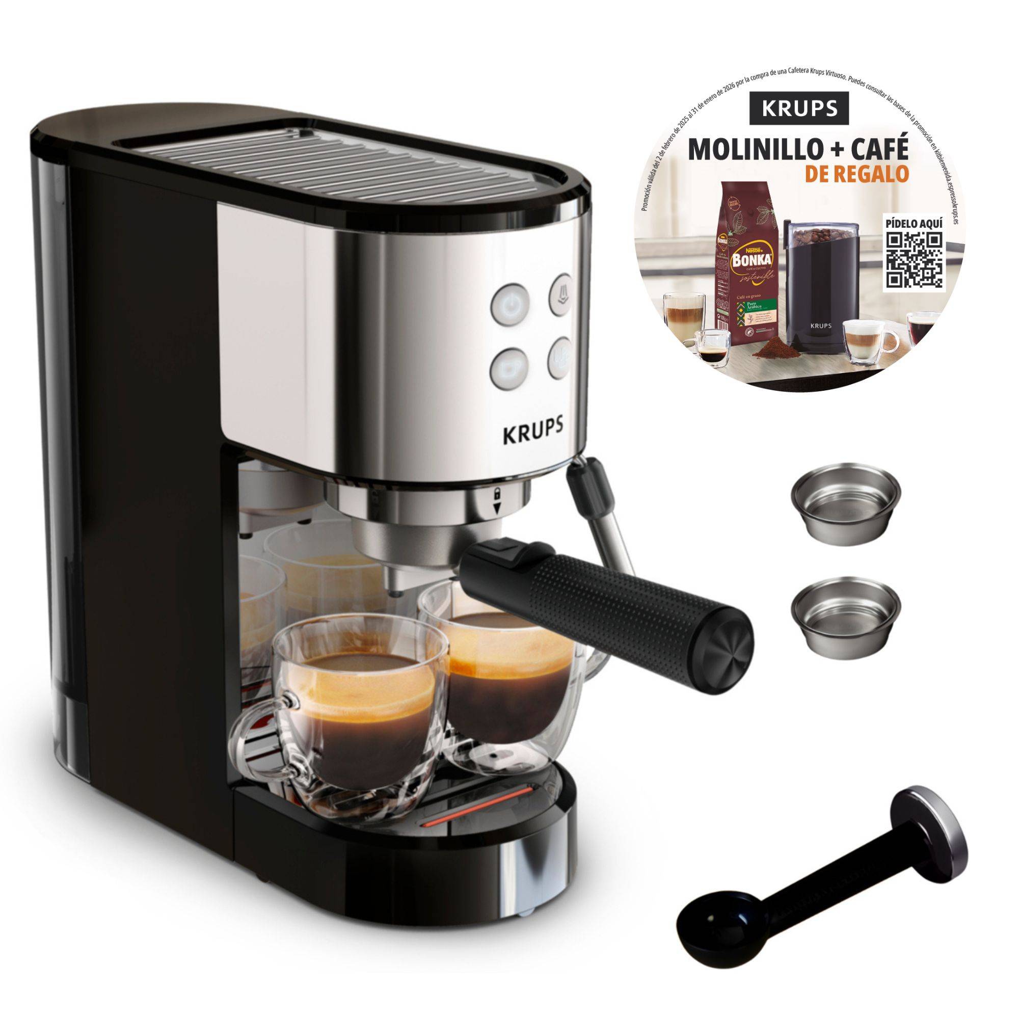 Virtuoso Essential, Cafetera espresso de bomba, 15 bares, Inox 