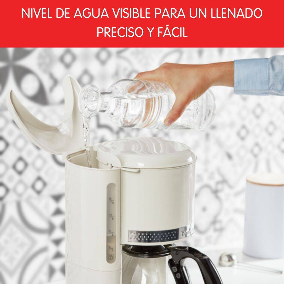 Soleil Cafetera de Filtro, 10-15 Tazas, Jarra de Cristal, Marfil