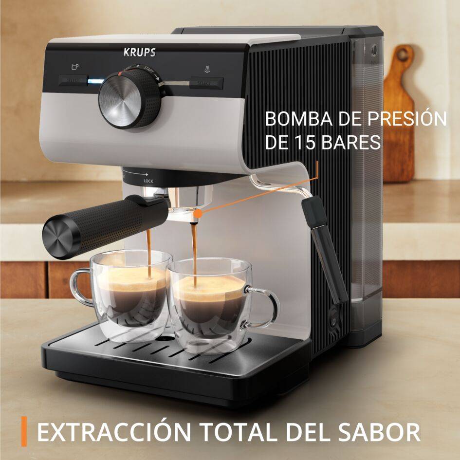 Authentic, Cafetera espresso manual, Interfaz intuitiva, Diseño inteligente, Gris claro