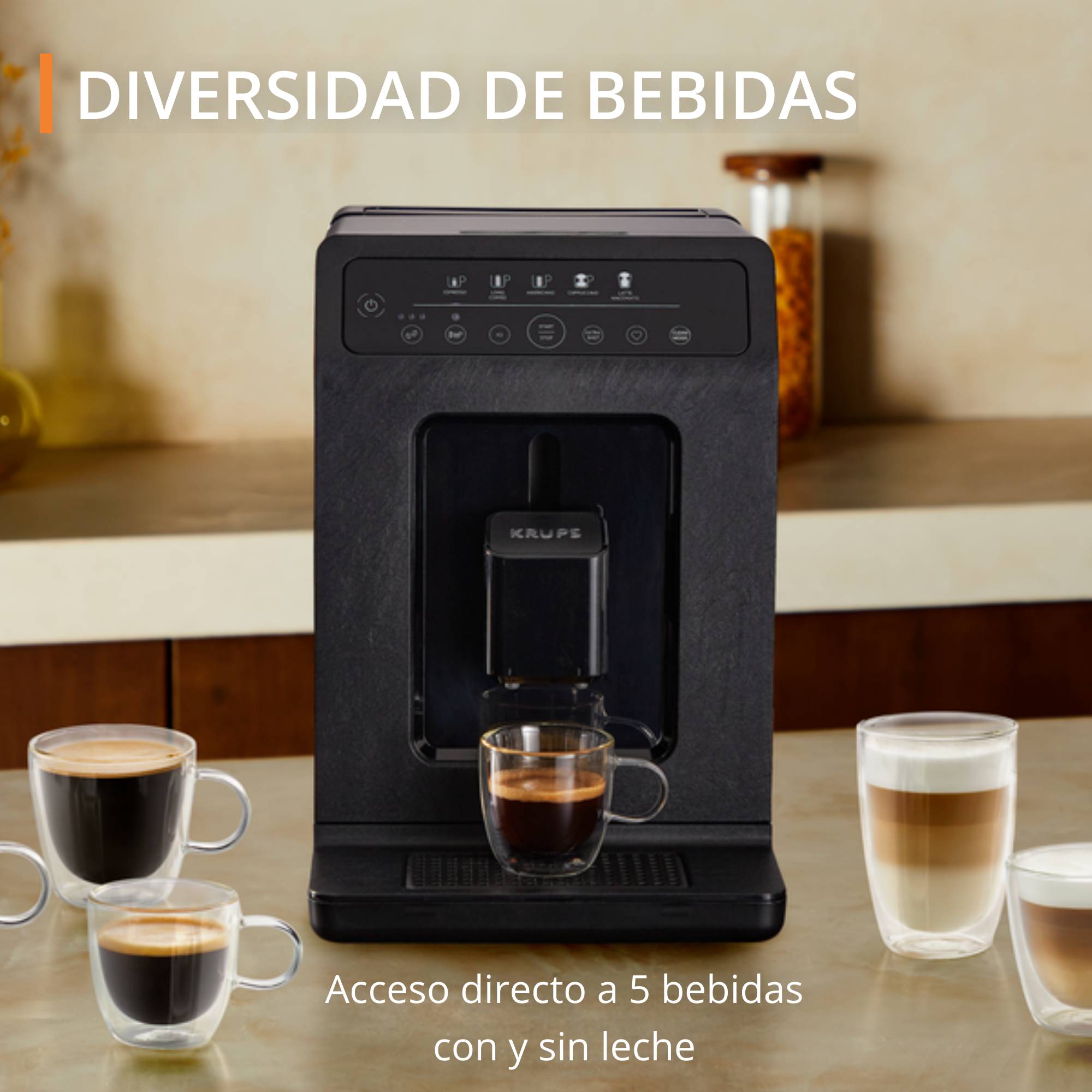 Evidence Eco-Design 050, Cafetera Cappuccino y Espresso Automática, 1450 W, 5 Preajustes de Bebida, Sabor Óptimo, Negro