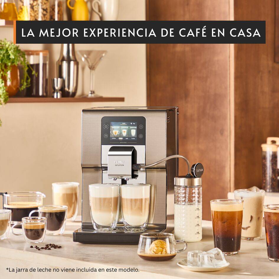 Intuition Experience Hot&Cold, Cafetera Superautomática, Pantalla táctil , 30 Recetas, Jarra de leche, Plata