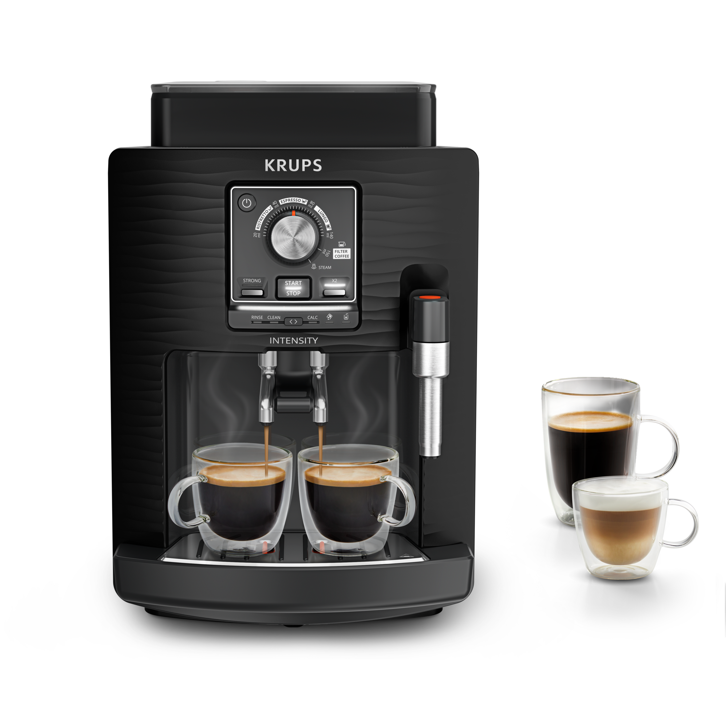 KRUPS Intensity, Superautomática, 4 Bebidas, Espumador de leche, Café en grano, 15 bares, 1.7L depósito agua, Negro