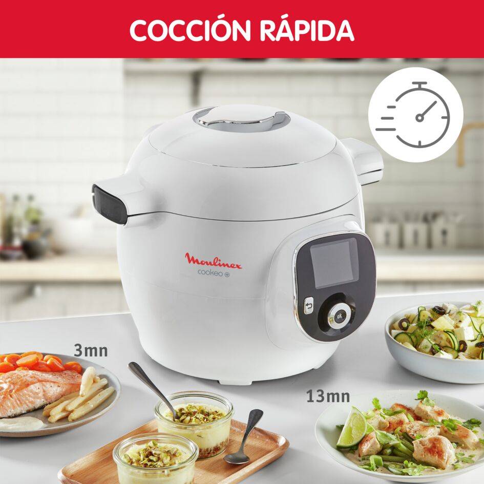 Cookeo+, Olla Programable, 6L, 150 Recetas, Blanco