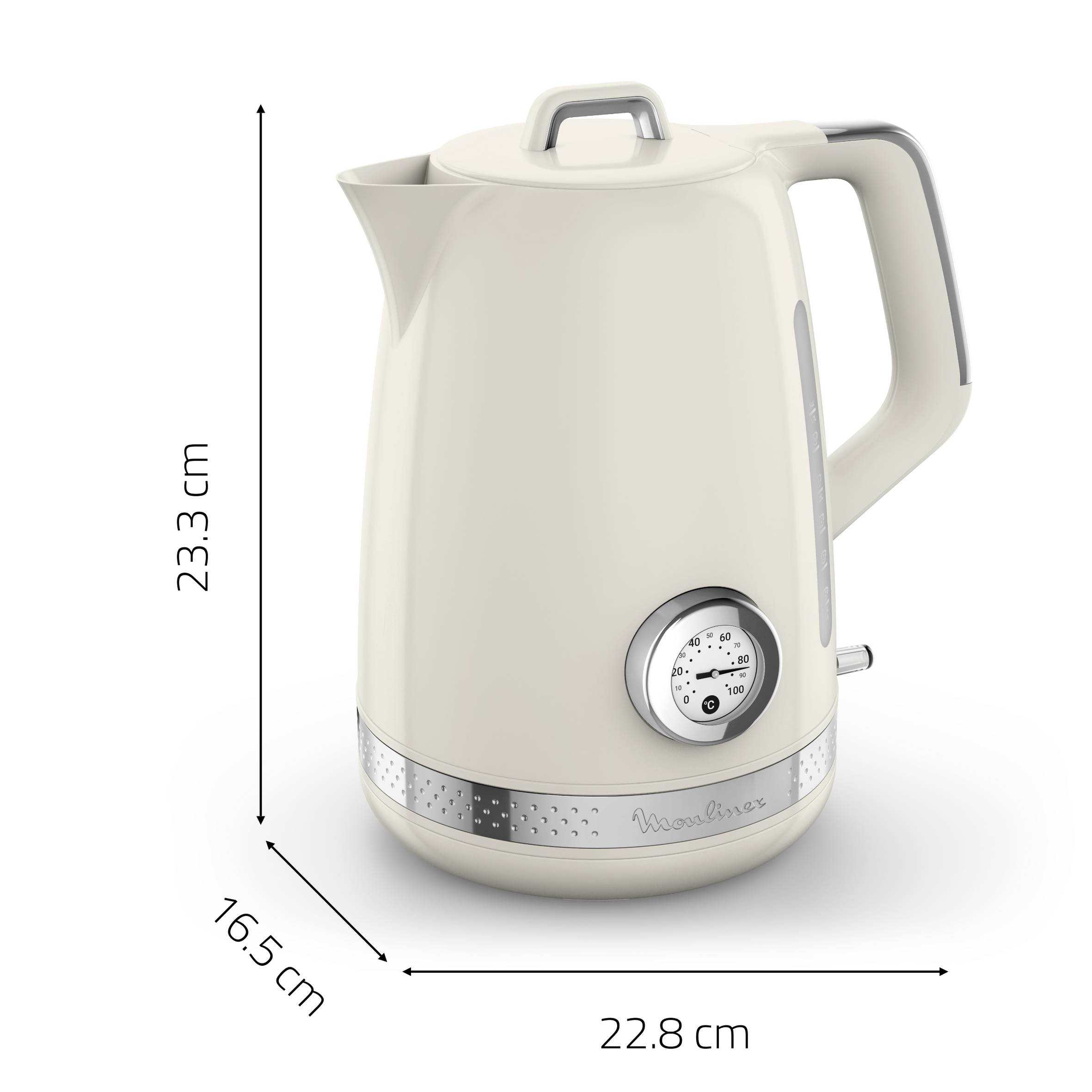 Soleil, Hervidor de agua eléctrico, 1,7 L, 2400 W, Control de temperatura, Blanco roto