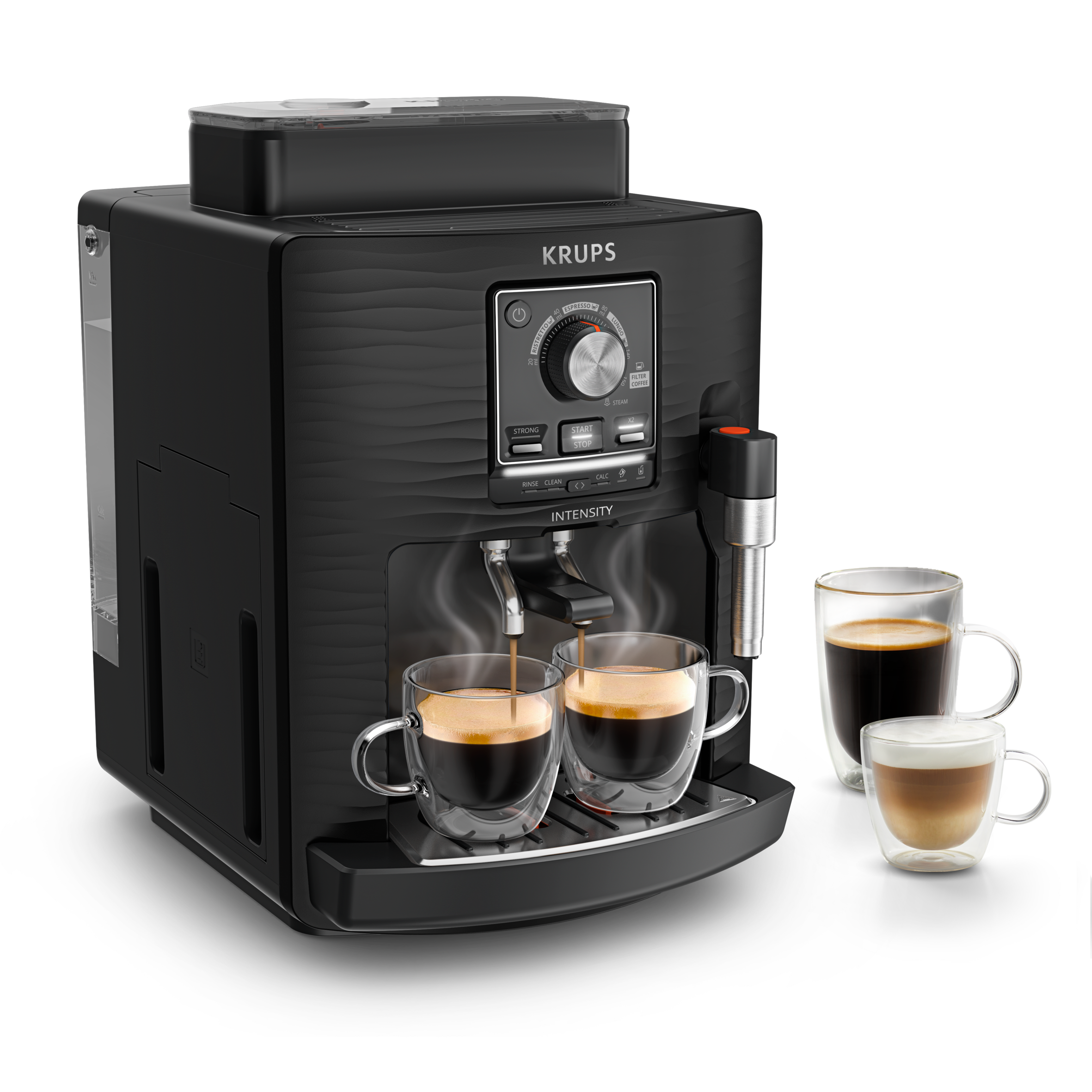 KRUPS Intensity, Superautomática, 4 Bebidas, Espumador de leche, Café en grano, 15 bares, 1.7L depósito agua, Negro