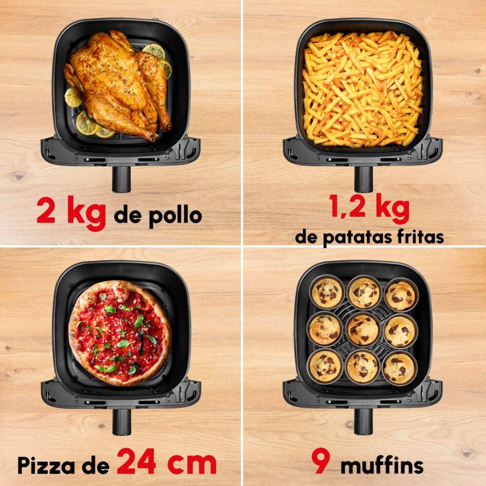 Easy Fry Mega, Freidora de Aire, Capacidad de 7,5 L, 8 Programas, Inox