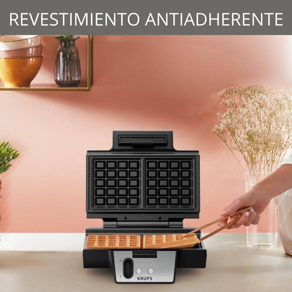 Gofrera, Acero Inoxidable, Revestimiento antiadherente , Temperatura ajustable