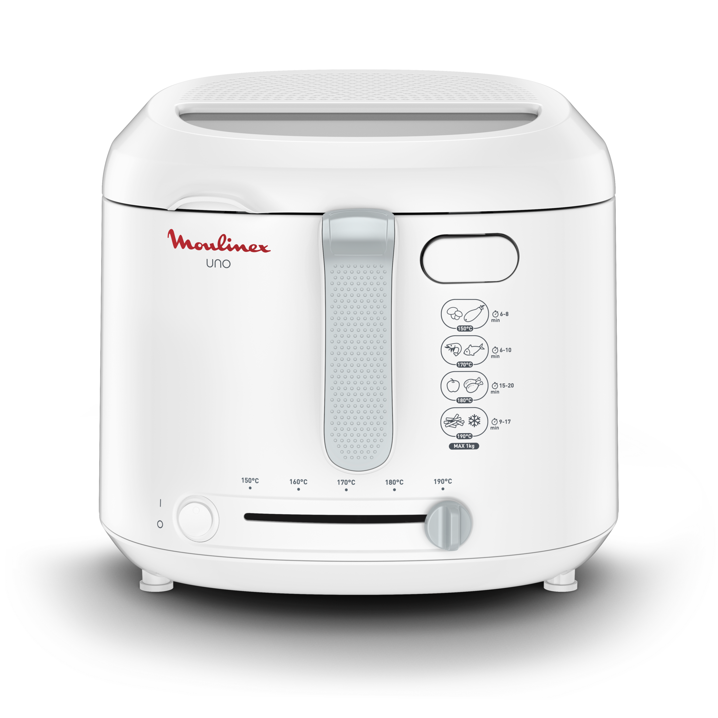 Fry Uno, Freidora de aceite, Capacidad de 1 kg, Para 4 personas, Compacta, Fácil de guardar, Ventana de visualización