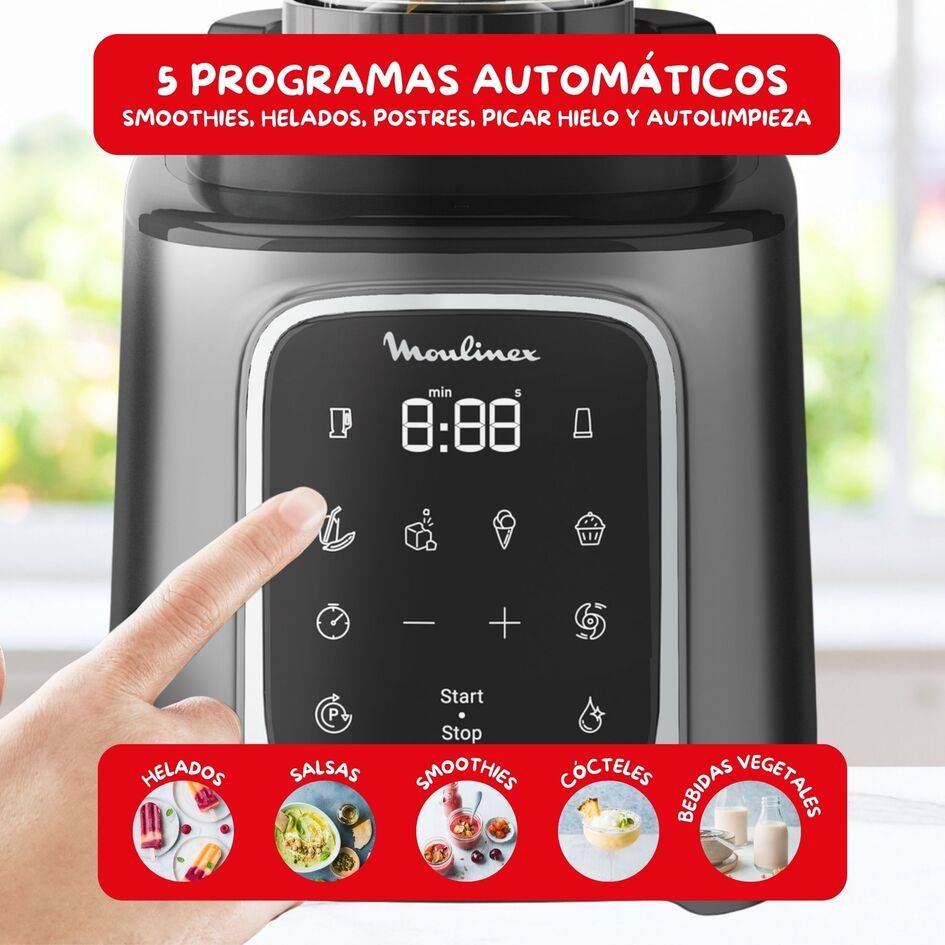 Infiny Mix+, Batidora de Vaso, 1600W, 5 programas, Negra