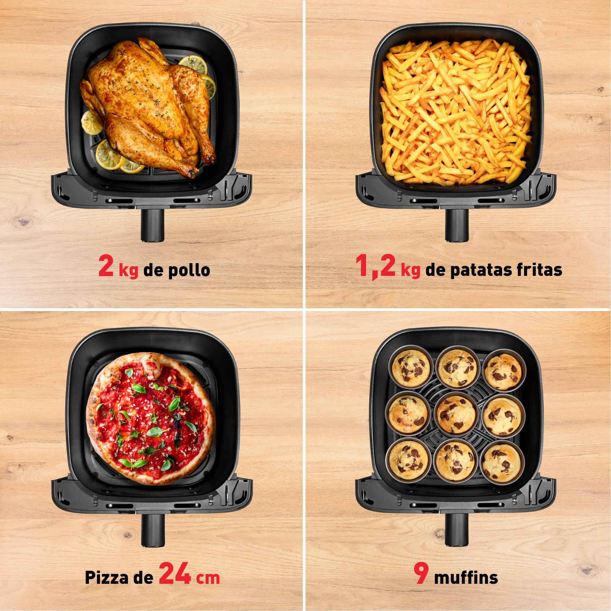 Easy Fry Mega, Freidora de Aire, Capacidad de 7,5 L, 8 Programas, Java Pepper