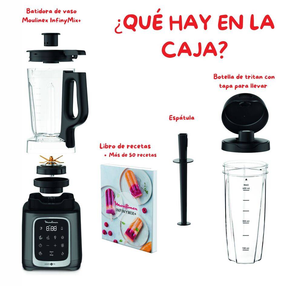 Infiny Mix+, Batidora de Vaso, 1600W, 5 programas, Negra