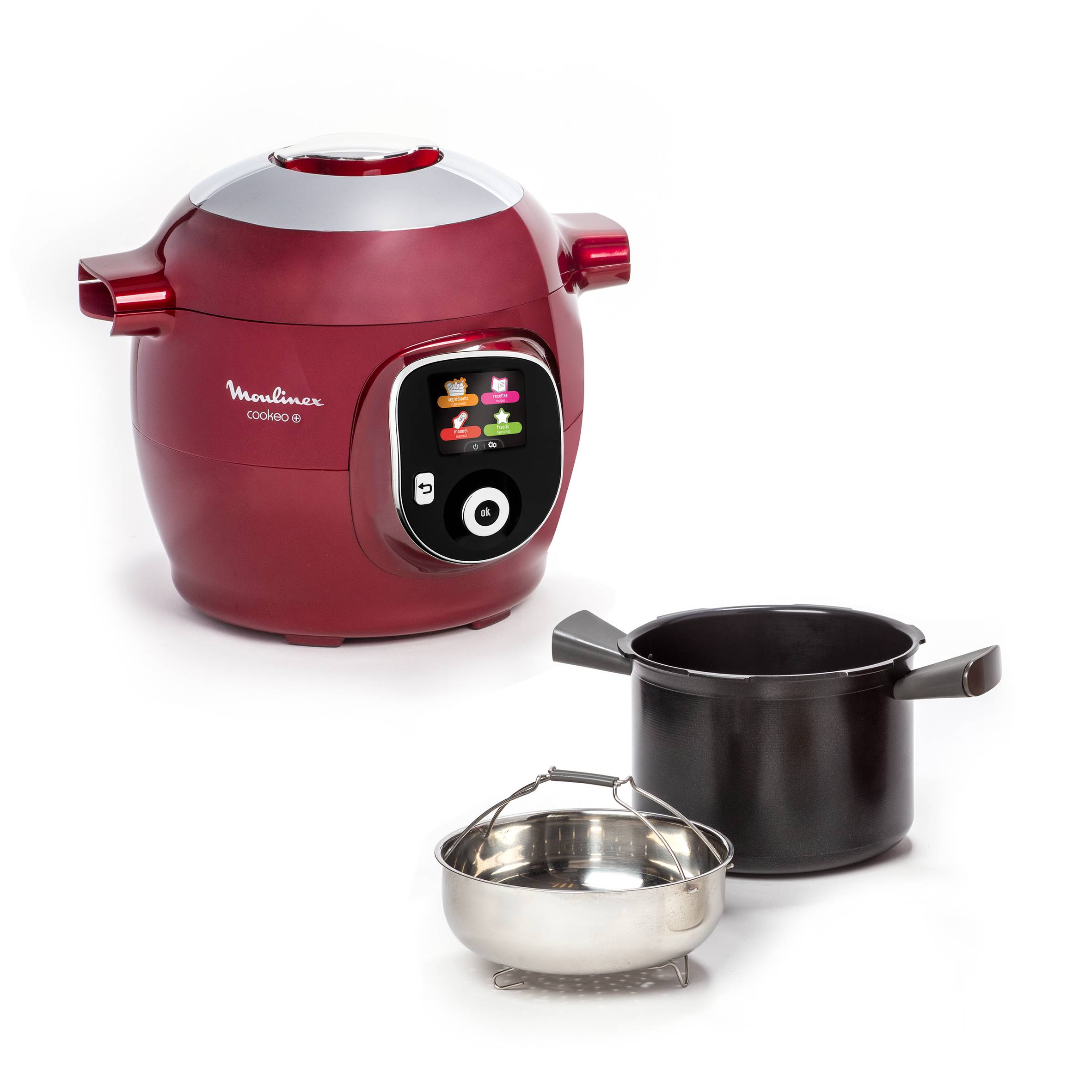 Cookeo+, Olla Programable, 6L, 180 Recetas, Rojo