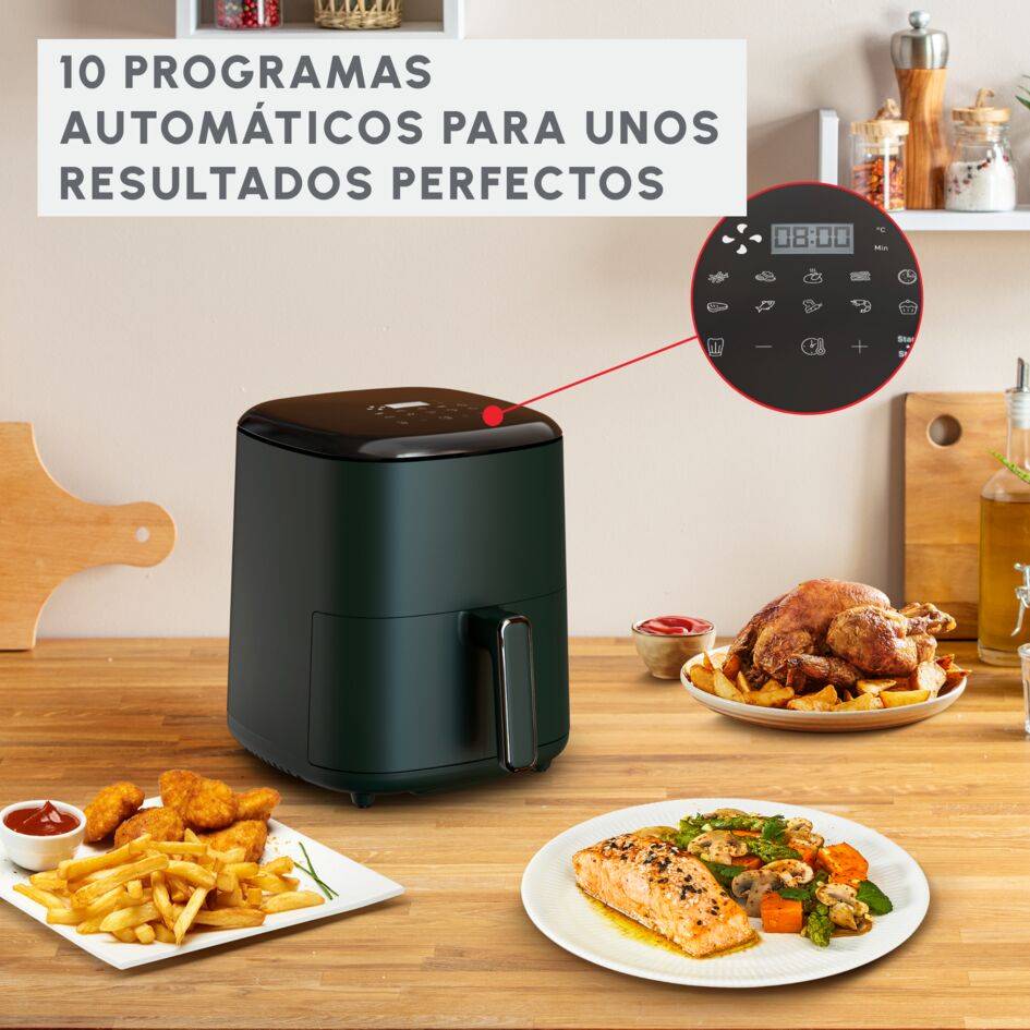 Easy Fry Max Forest, Freidora de aire, 5L, 10 Preajustes, Verde