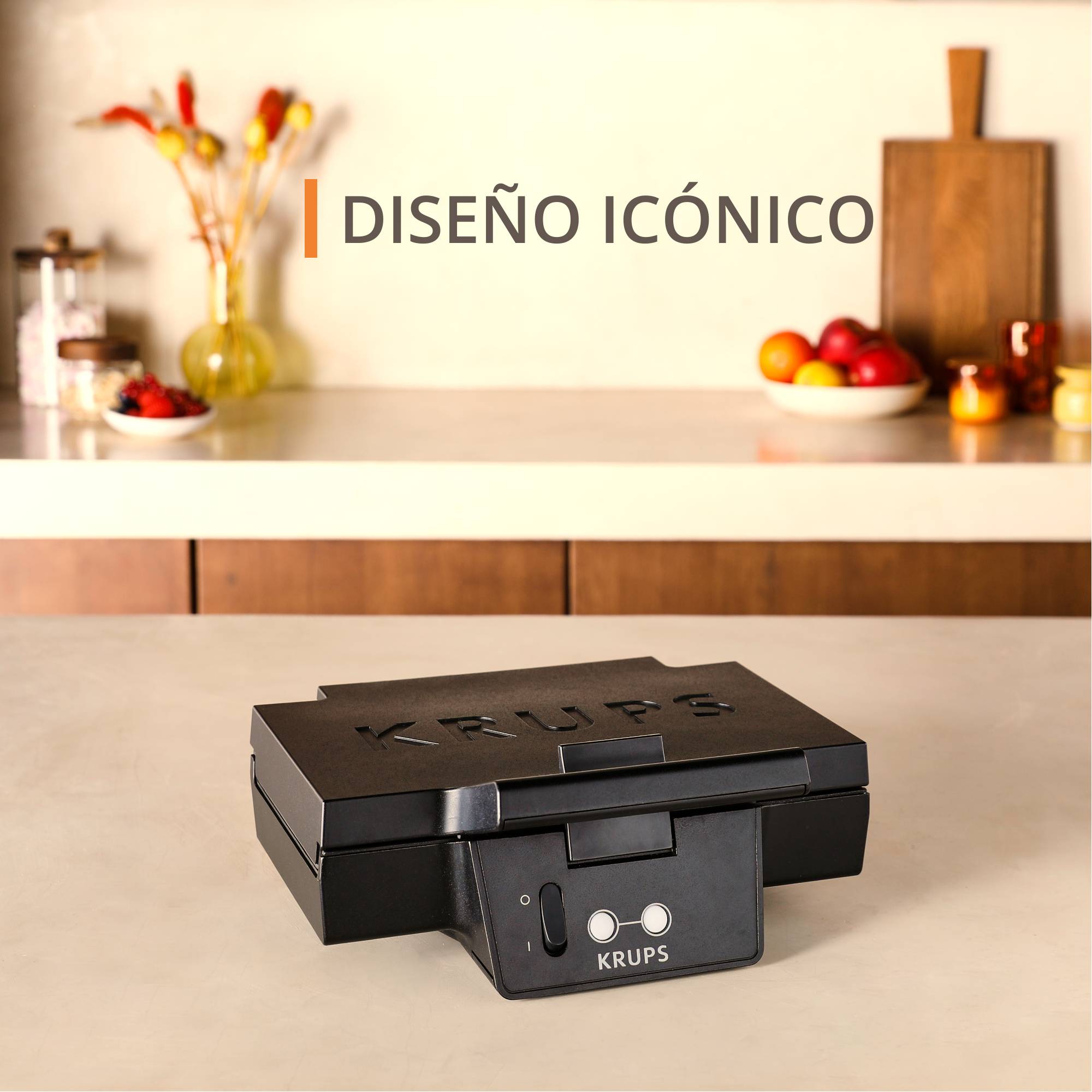 Sandwichera Iconic, Placas cerámicas antiadherente y antiarañazos, 850 W, Fácil almacenamiento vertical, Negro