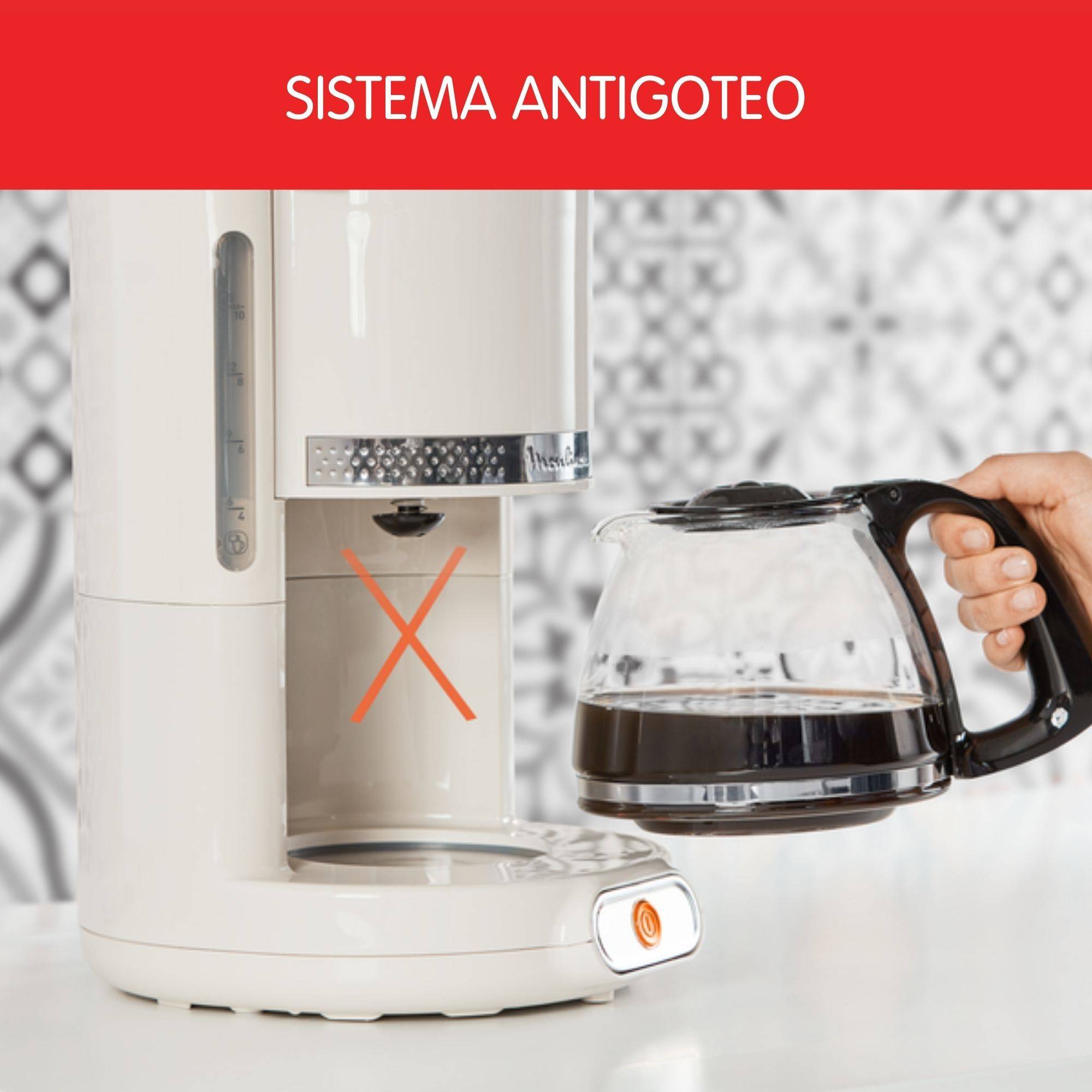 Soleil Cafetera de Filtro, 10-15 Tazas, Jarra de Cristal, Marfil