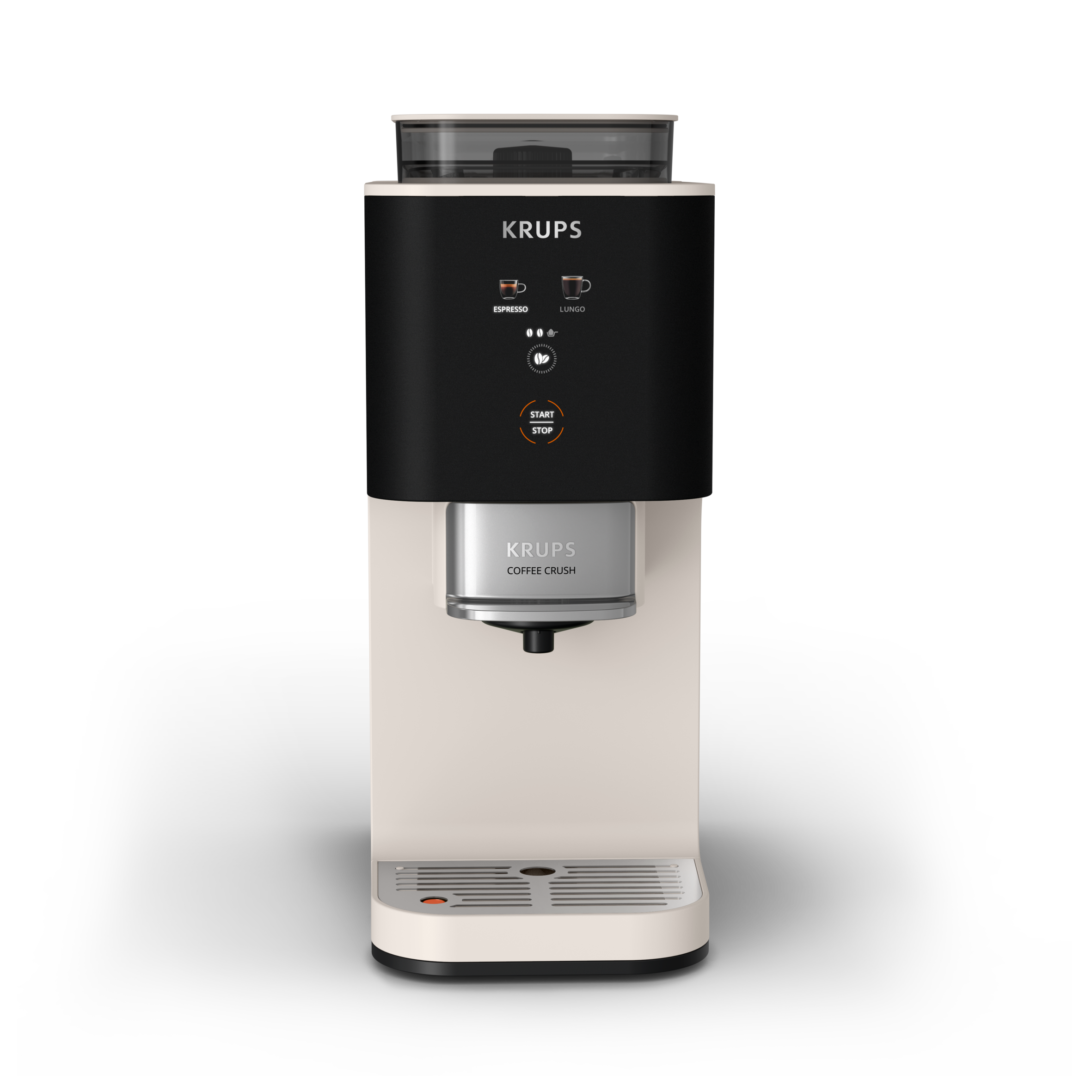 KRUPS Coffee Crush, Cafetera Automática, Café en Grano y Café Molido, 15 Bares, 2 recetas de café, Pantalla táctil a color, Compacta 15 cm de ancho, Ajustes de intensidad de café, 3 niveles de molienda, Prensado automático
