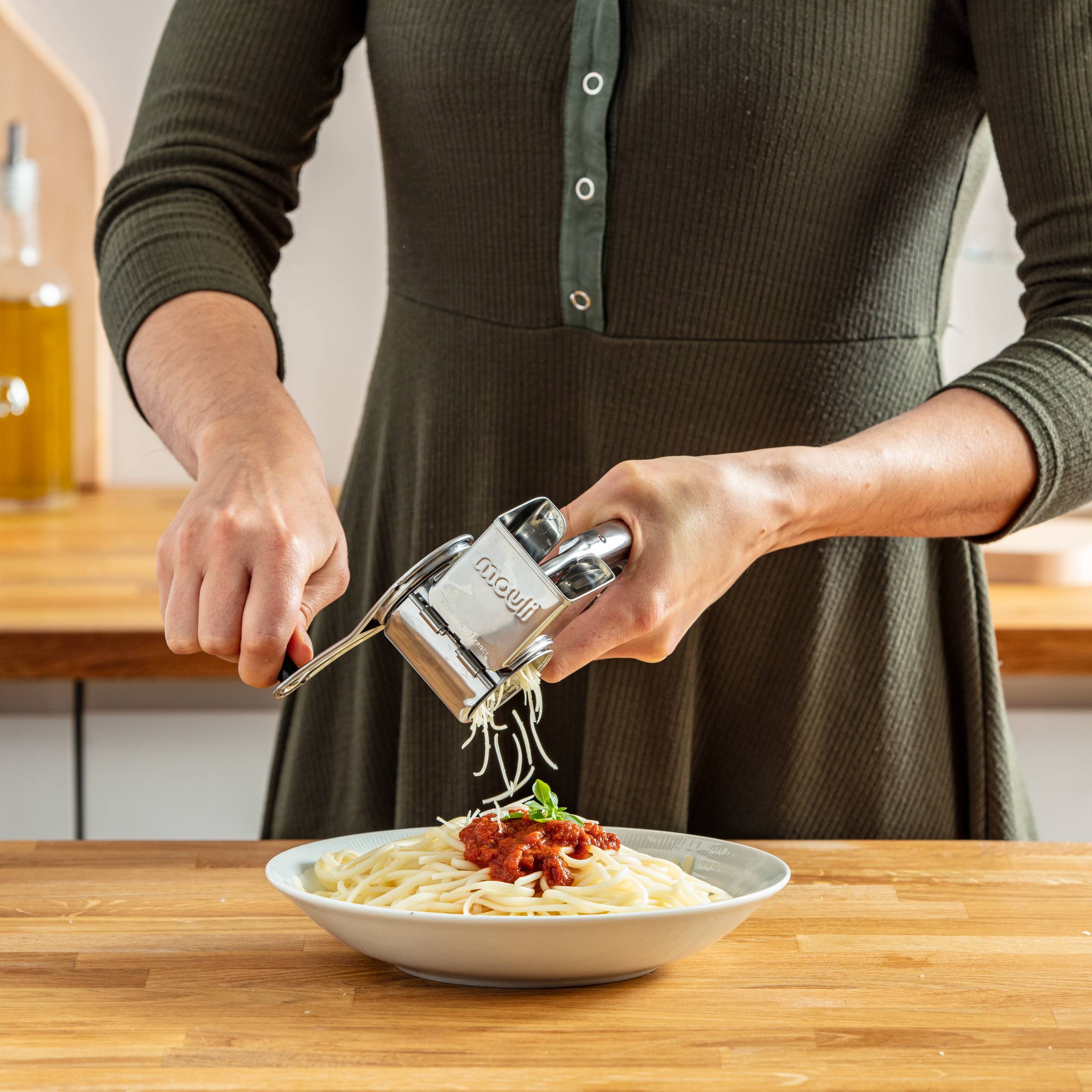 Rallador de quesos, Manual, Asa reversible, Inox