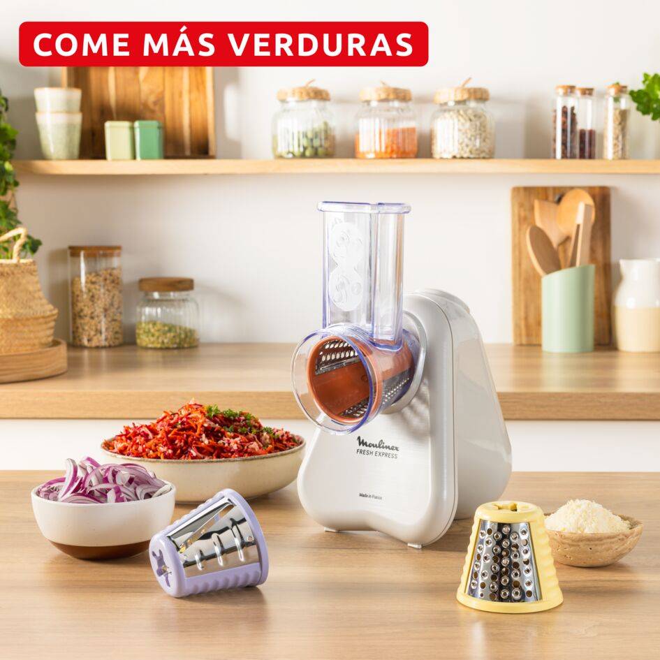 Fresh Express, Trituradora de verduras eléctrica, Sistema de extracción directa, Tritura-rebana-ralla, Gris claro