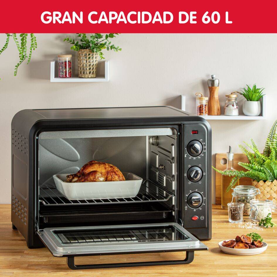 Optimo, Horno de convección, 60 L, 7 modos de cocción, Accesorios, Negro