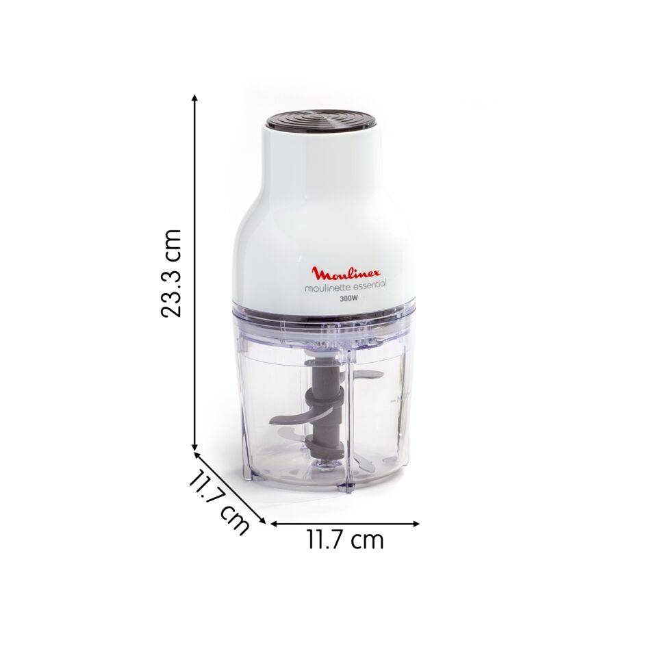 Moulinette Essential, Picadora, 300 W, 4 cuchillas, 400 ml de capacidad, Sistema de bloqueo seguro