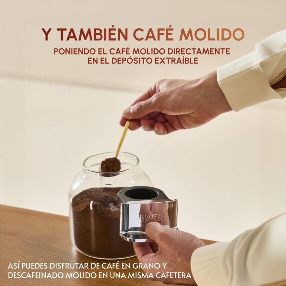 Coffee Crush, Cafetera Automática Compacta, Café en Grano y Molido, 15 Bares, 2 recetas, Pantalla táctil