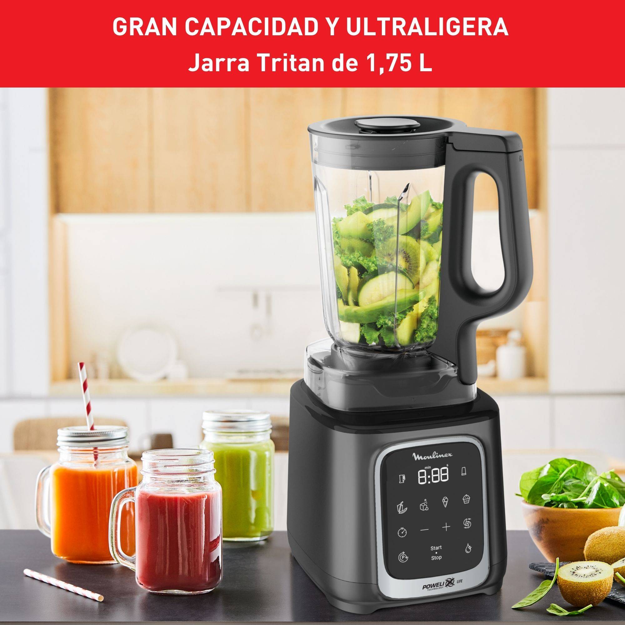 Infiny Mix+, Batidora de Vaso, 1600W, 5 programas, Negra