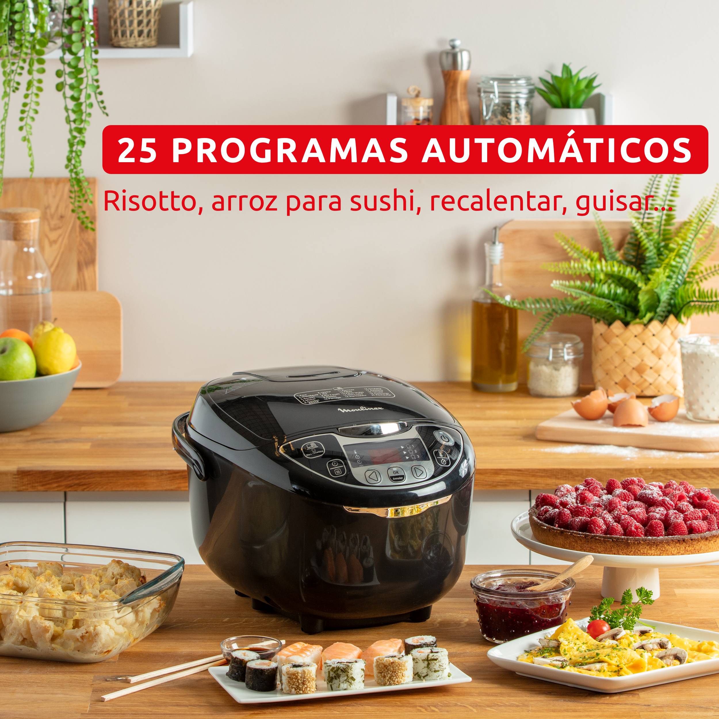 Fuzzy Logic, Olla multifunción, 5 L, 25 programas, Revestimiento antiadherente, Accesorios Incluidos