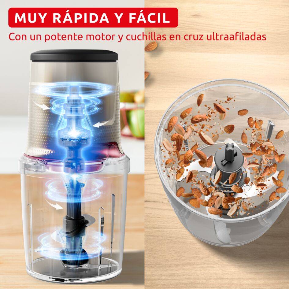 Easy Press, Picadora eléctrica de alimentos, 500 ml, 600 W, 4 cuchillas afiladas