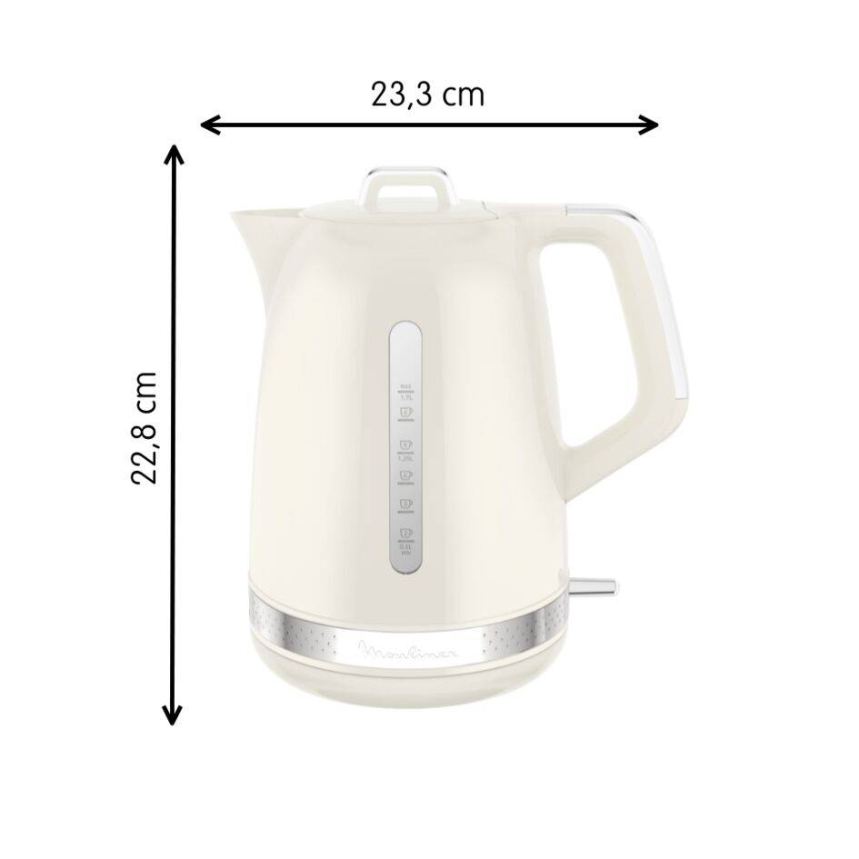 Hervidor marfil, diseño vintage, 1,7&nbsp;L de capacidad y base giratoria 360°