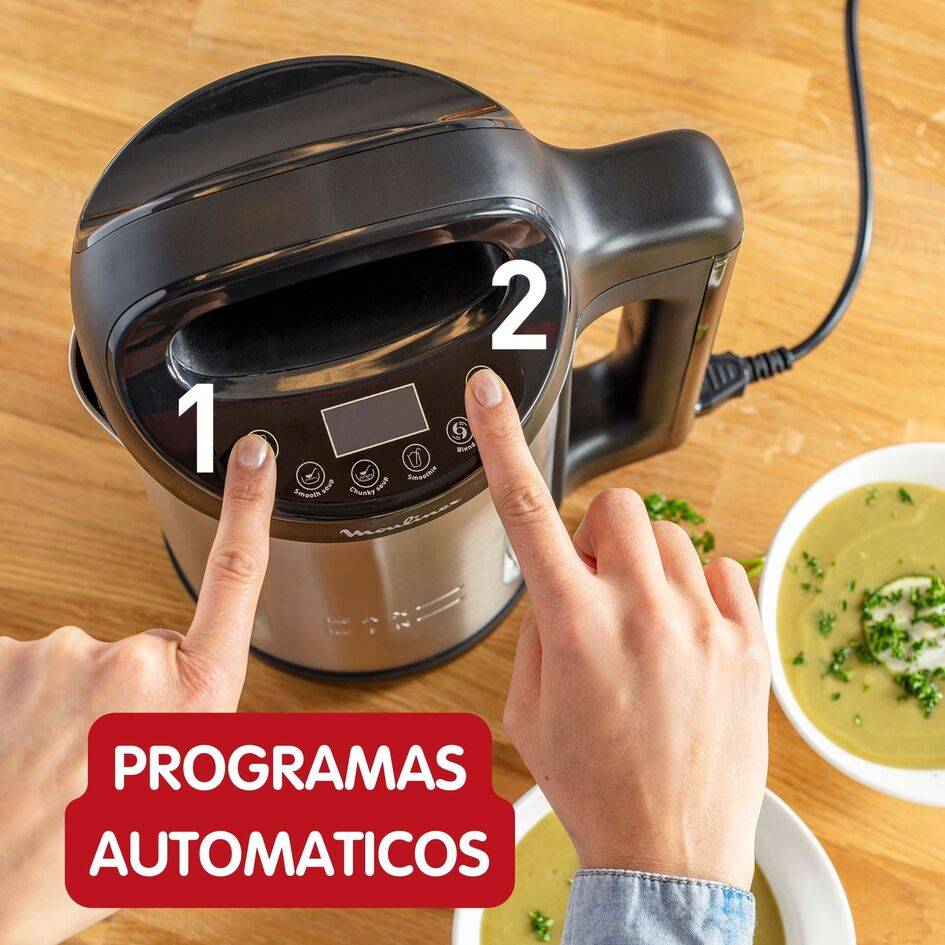 My daily soup, Sopera eléctrica, 1.2 L, 4 Programas Automáticos, 4 Cuchillas, Inox