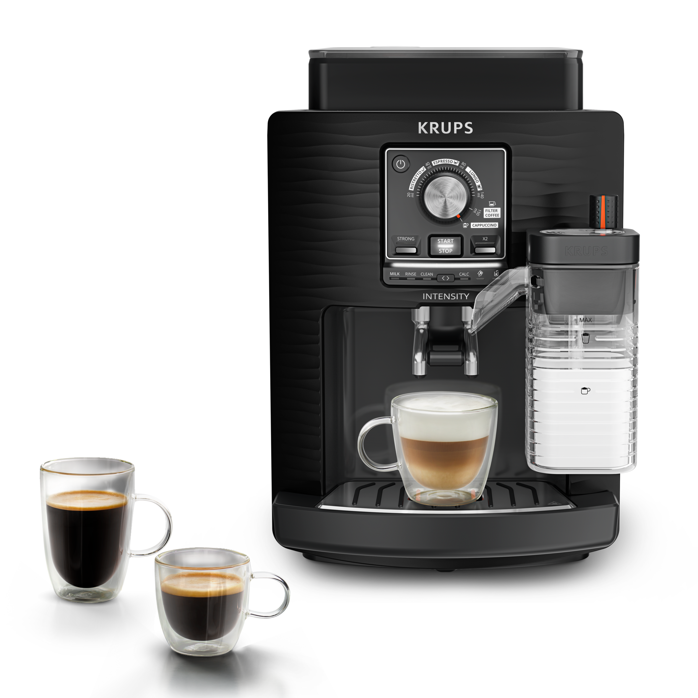 Intensity Milk, Cafetera Superautomática con Jarra de Leche, 5 Bebidas, Espumador de Leche Ajustable