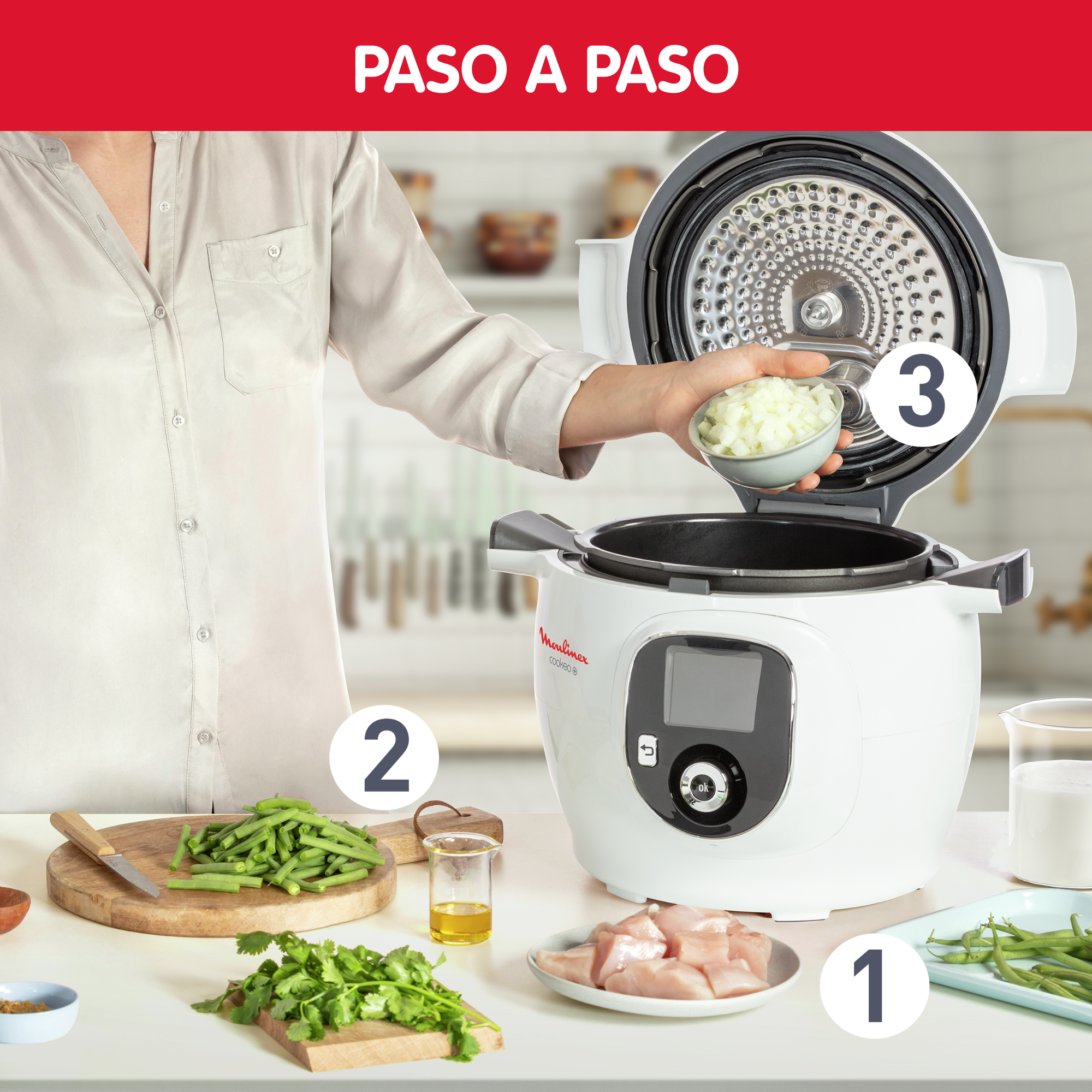 Cookeo+, Olla Programable, 6L, 150 Recetas, Blanco