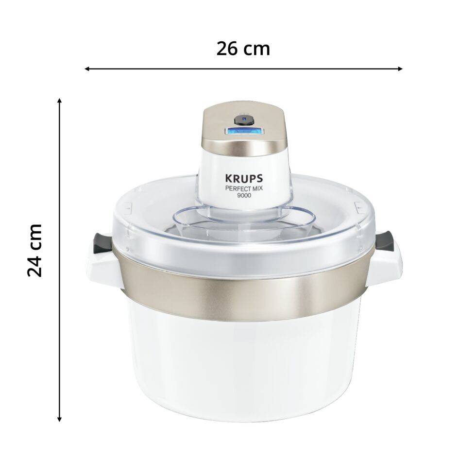 Perfect Mix 9000, Máquina para hacer helados y sorbetes, 1,6L , Pantalla digital, Tapa transparente