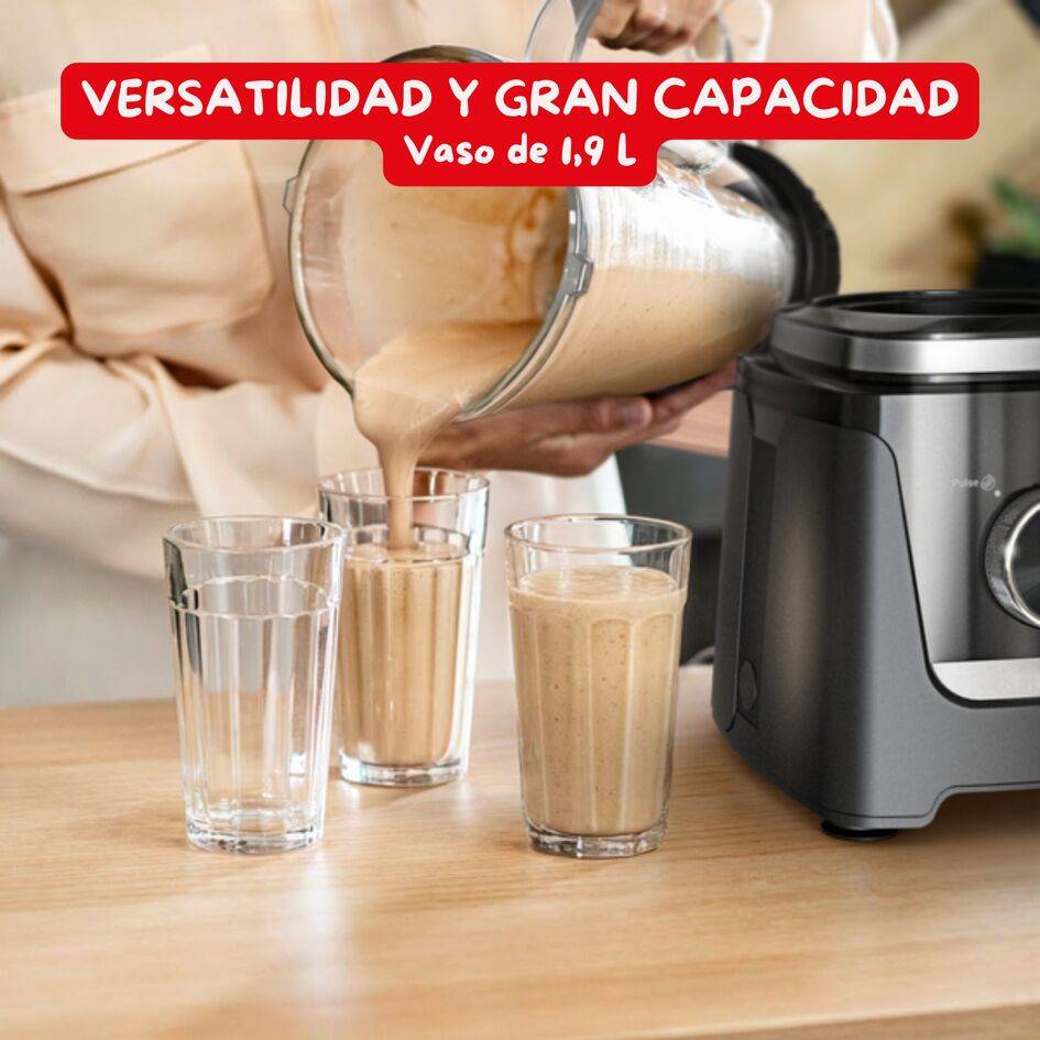 Blendforce, Batidora de vaso, 800 W, Tecnología Powelix Cyclonic, Jarra de vidrio de 1,9 L, Negro