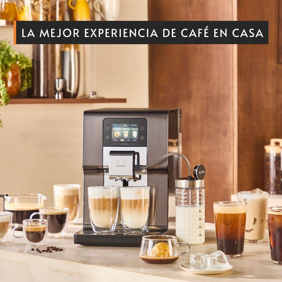 Intuition Experience Hot&Cold, Cafetera Superautomática, Pantalla táctil , 36 Recetas, Jarra de leche, Titanio