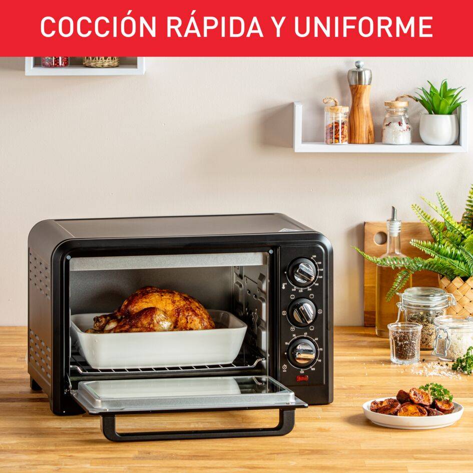 Optimo, Horno portátil, 19&nbsp;L, 6 modos de cocción, Termostato Regulable, Compacto