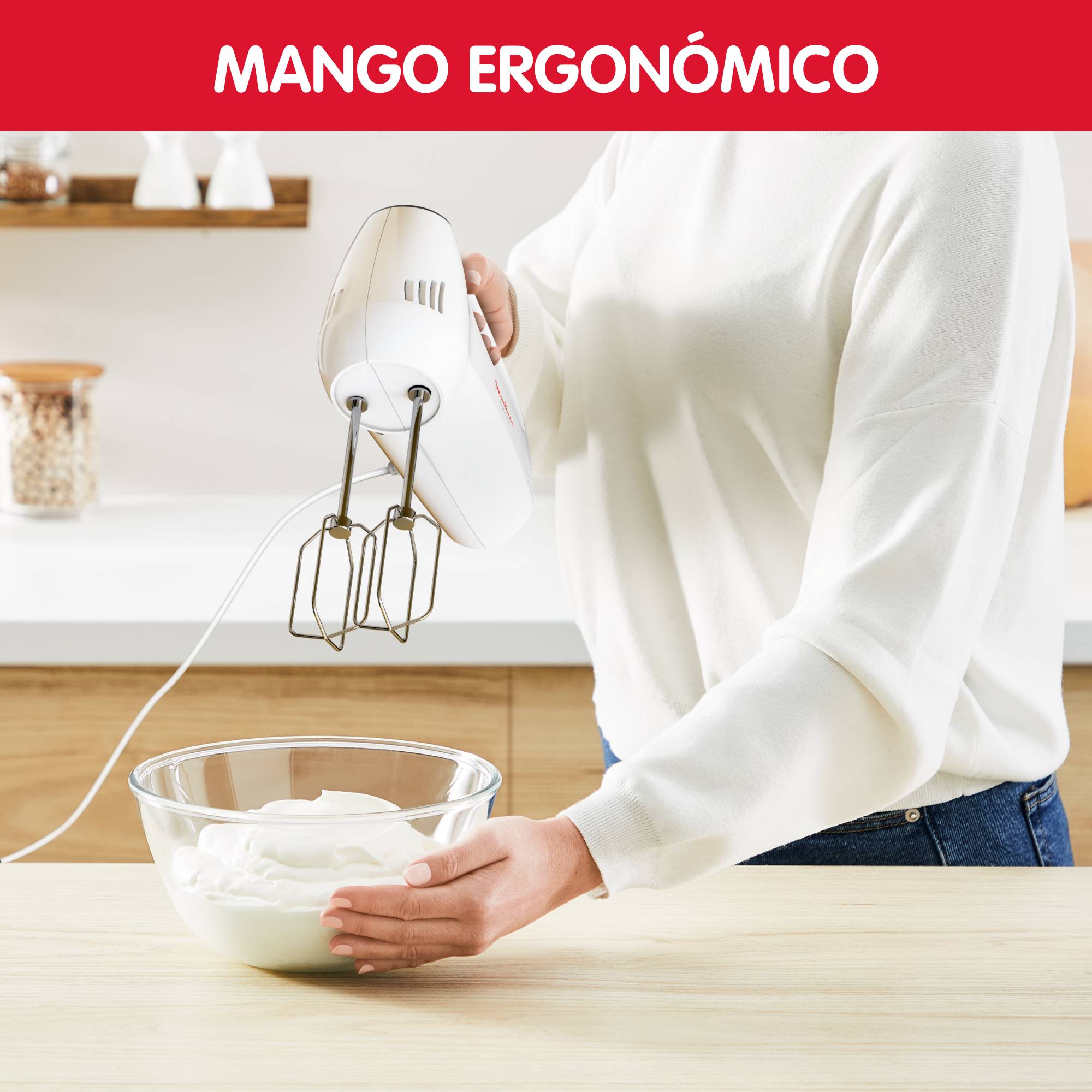 Quickmix, Batidora amasadora, 300 W, 5 velocidades, 2 ganchos de amasar y 2 varillas, Acero inoxidable