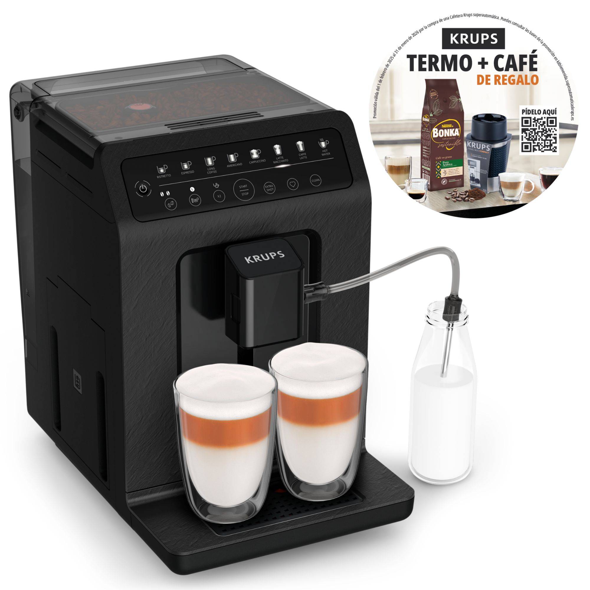 Evidence, Cafetera Superautomática, Panel táctil, 8 recetas automáticas, Espumador de leche