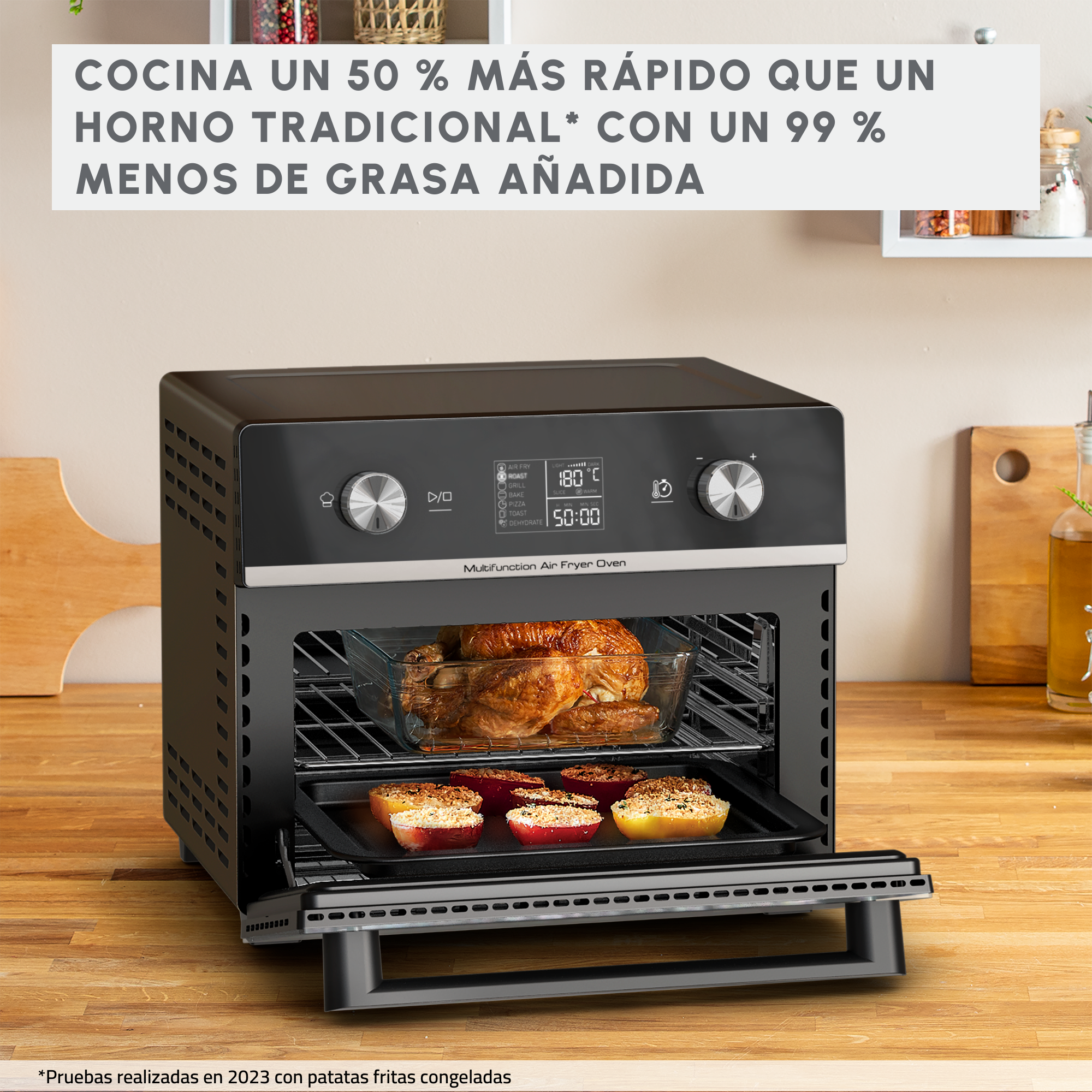 Air Fryer Oven, Horno y Freidora de Aire, 20 L, 10 programas automáticos