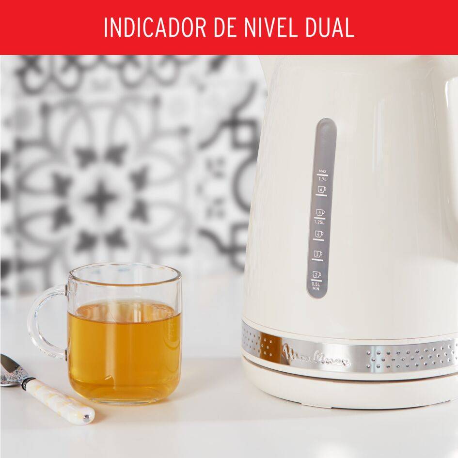 Hervidor marfil, diseño vintage, 1,7&nbsp;L de capacidad y base giratoria 360°