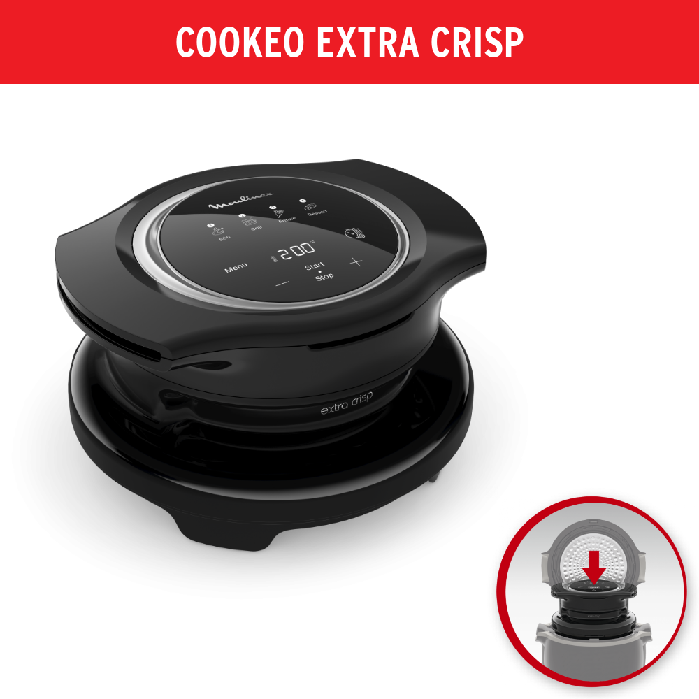 Cookeo Extra Crisp Lid, Accesorio de Cookeo, Resultados crujientes, 4 funciones automáticas, Negro