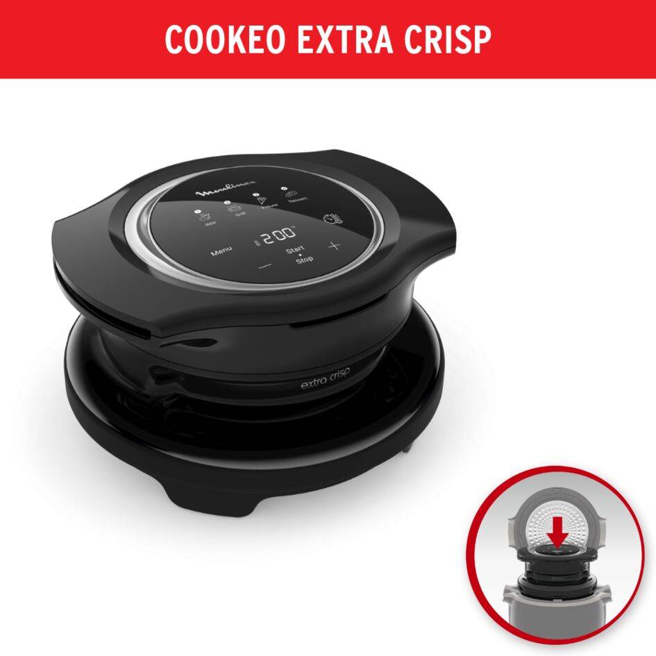 Cookeo Extra Crisp Lid, Accesorio de Cookeo, Resultados crujientes, 4 funciones automáticas, Negro