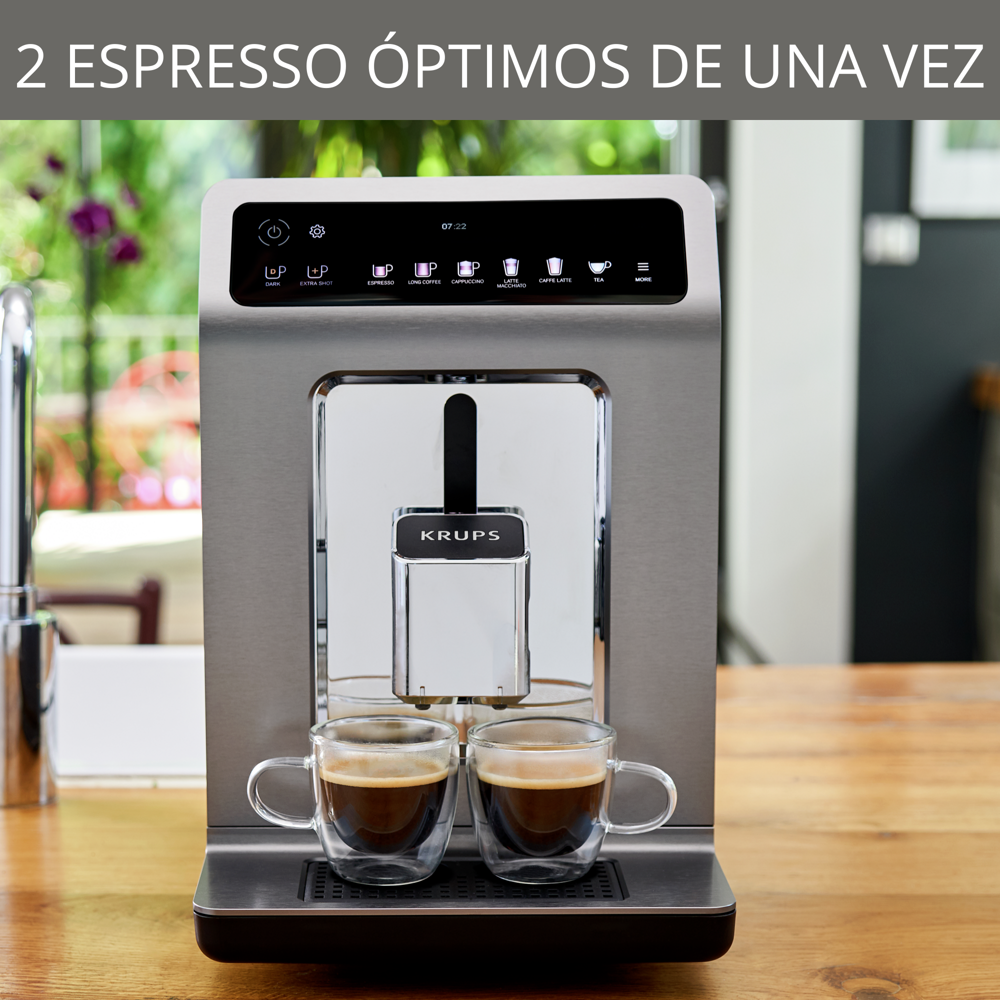 Espresso Evidence Plus, 19 preajustes de bebidas,  Interfaz a color, Sistema One-Touch Double Cappuccino, Autolimpieza, Metal