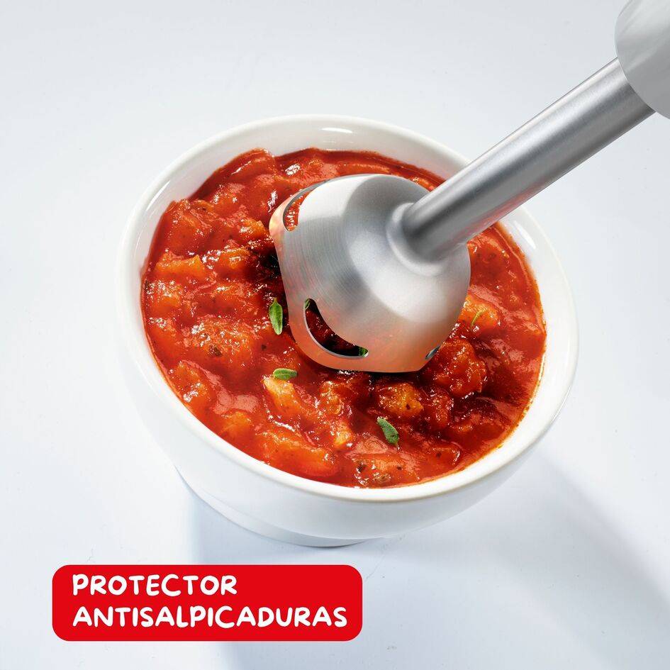 Quickchef, Batidora de mano, Pie metálico, 1000 W, 10 velocidades, Vaso medidor 800 ml, cuchillas Powelix, Gris