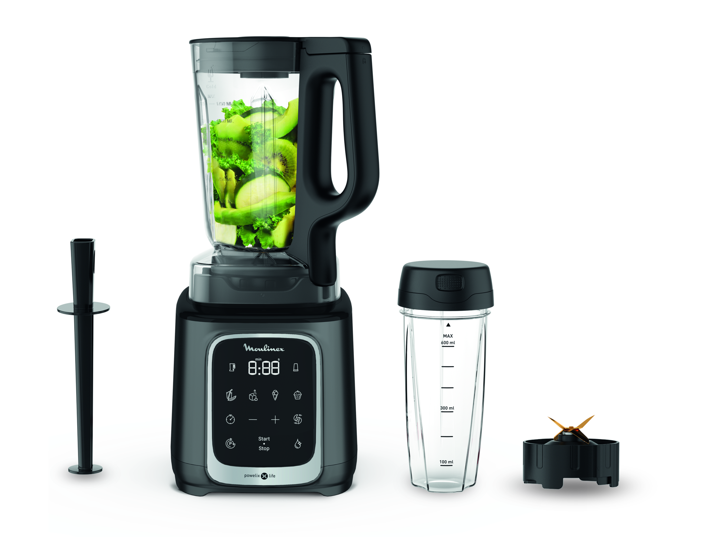 Infiny Mix+, Batidora de Vaso, 1600W, 5 programas, Negra