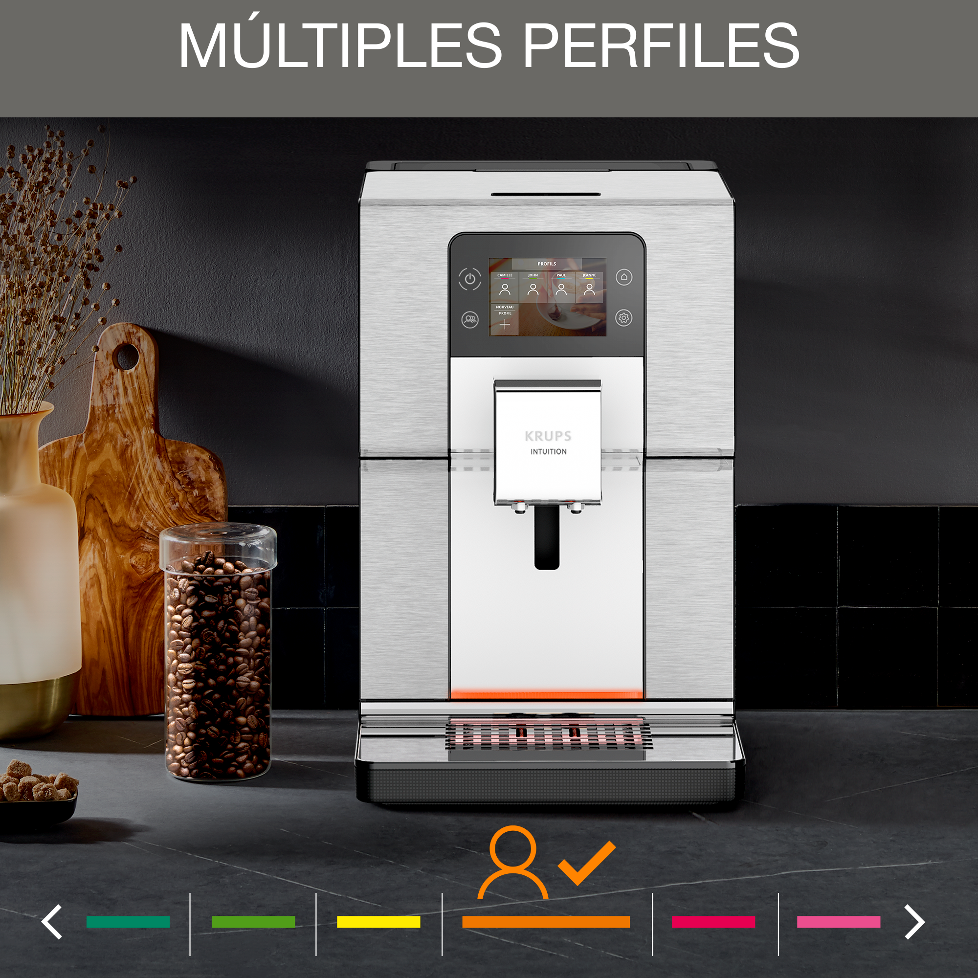 Intuition Experience +, Cafetera Superautomática, Pantalla táctil , 21 recetas calientes y frías, Jarra de leche Tecnología Milk Advance