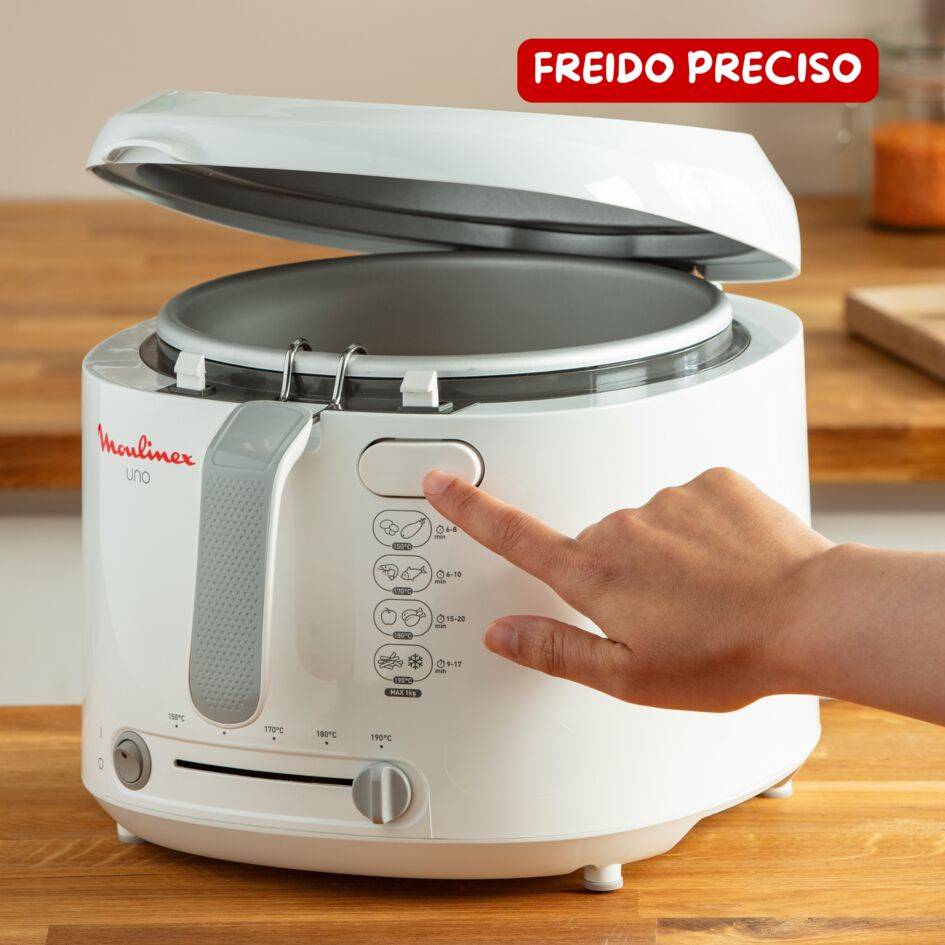 Fry Uno, Freidora de aceite, Capacidad de 1 kg, Para 4 personas, Compacta, Fácil de guardar, Ventana de visualización