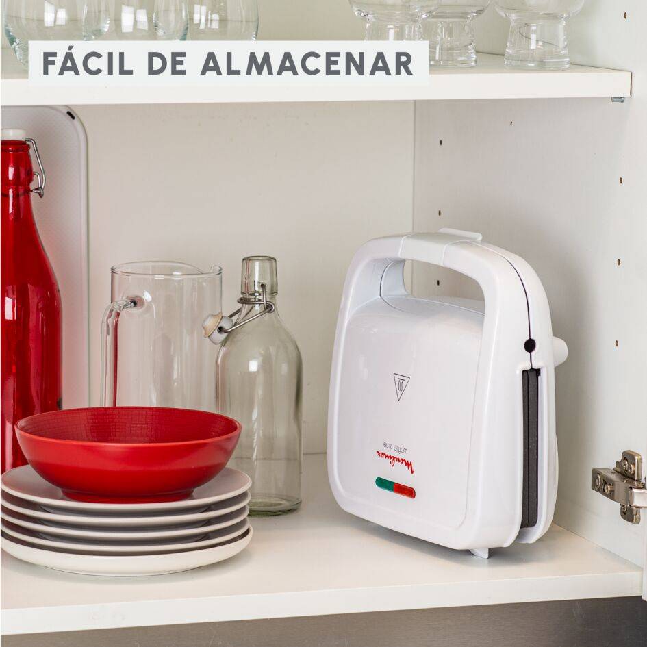 Waffle Time, Gofrera, Placas con Revestimiento Antiadherente, Precalentamiento, Blanco