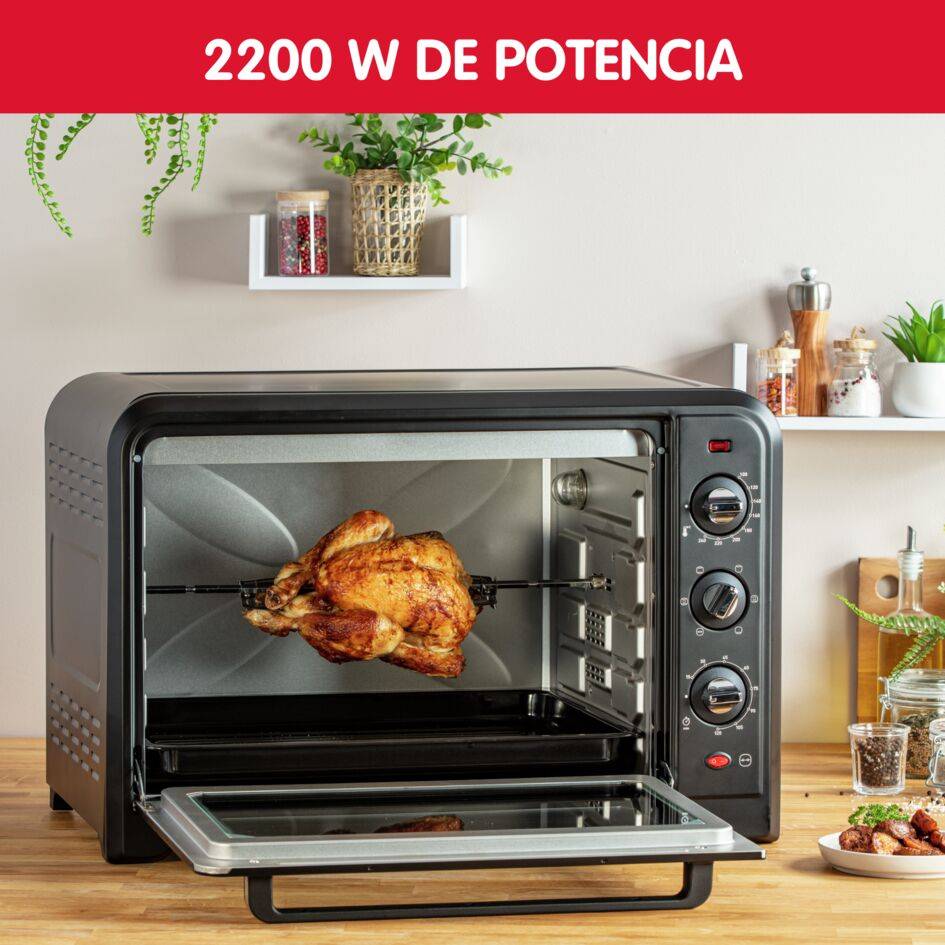 Optimo, Horno de convección, 60 L, 7 modos de cocción, Accesorios, Negro