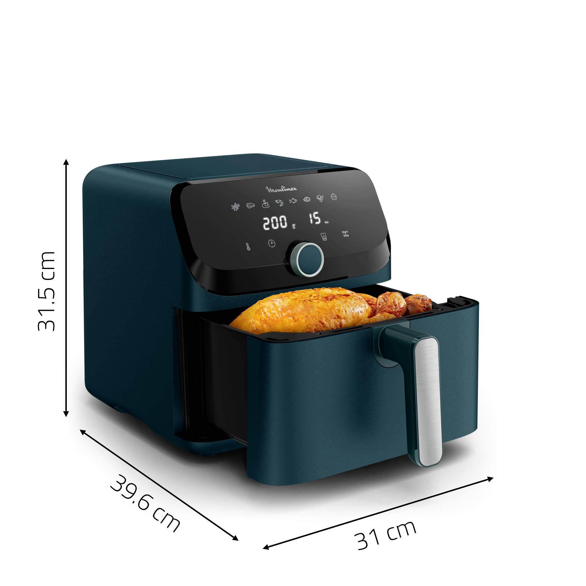 Easy Fry Mega, Freidora de aire, 1700 W, Gran capacidad de 7,5 L, 8 programas, Compacta